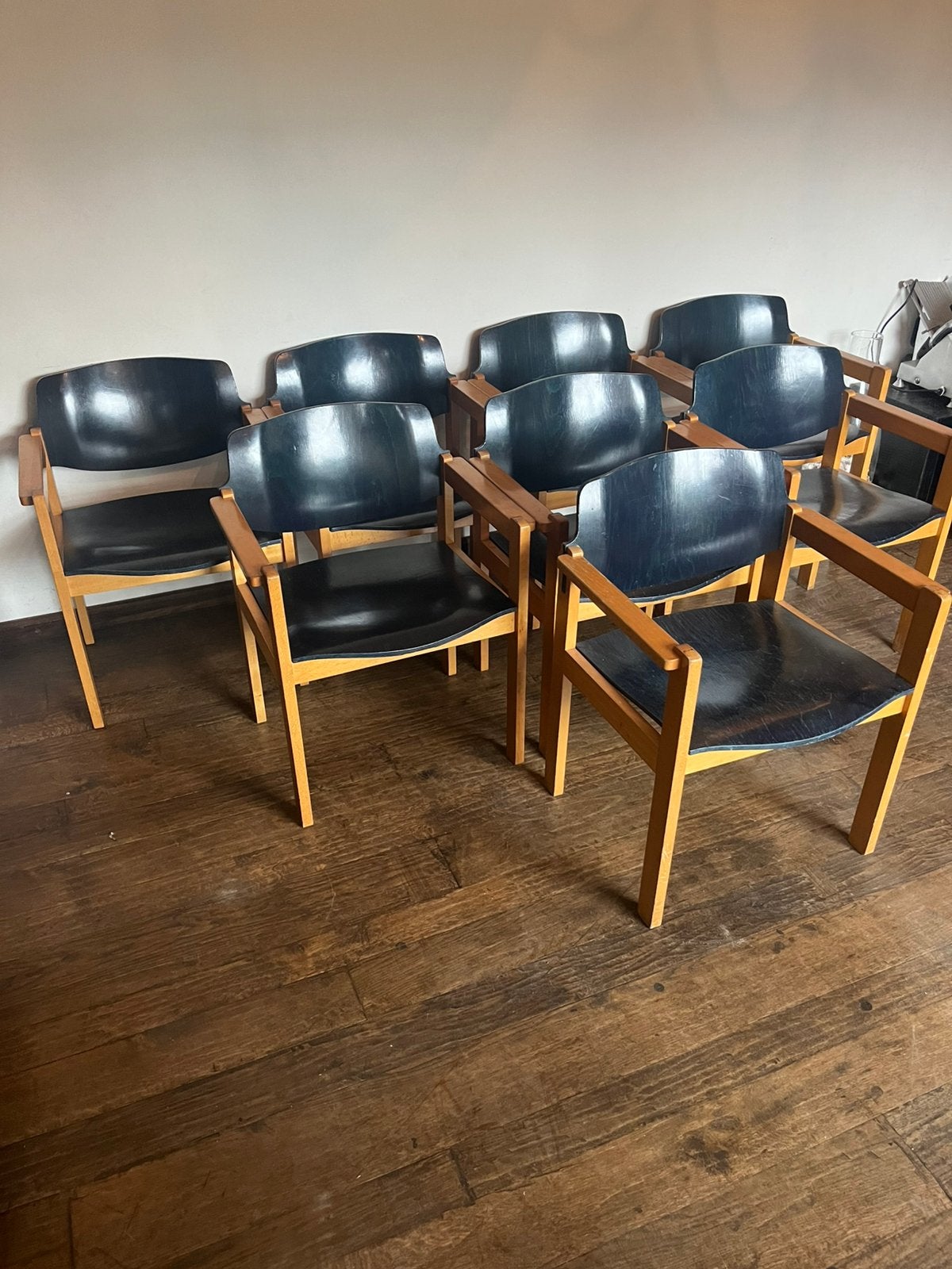 Chaises Midcentury de Kush 1970's (8 pièces), Enlèvement, Bleu, Marqué