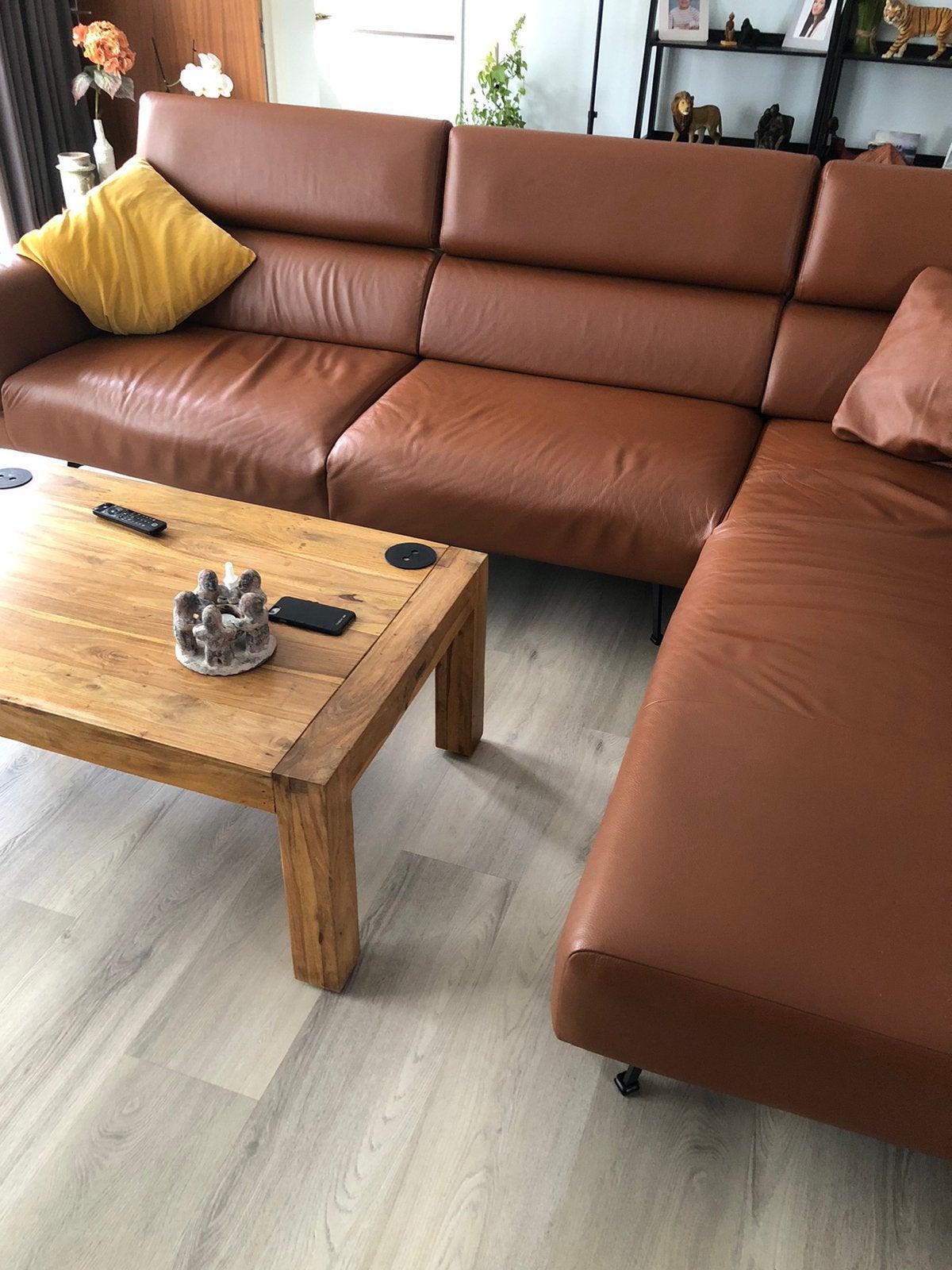 Licht leden bruin, Moins de 75 cm, Comme neuf, Enlèvement, Modern  tot lamdelijk