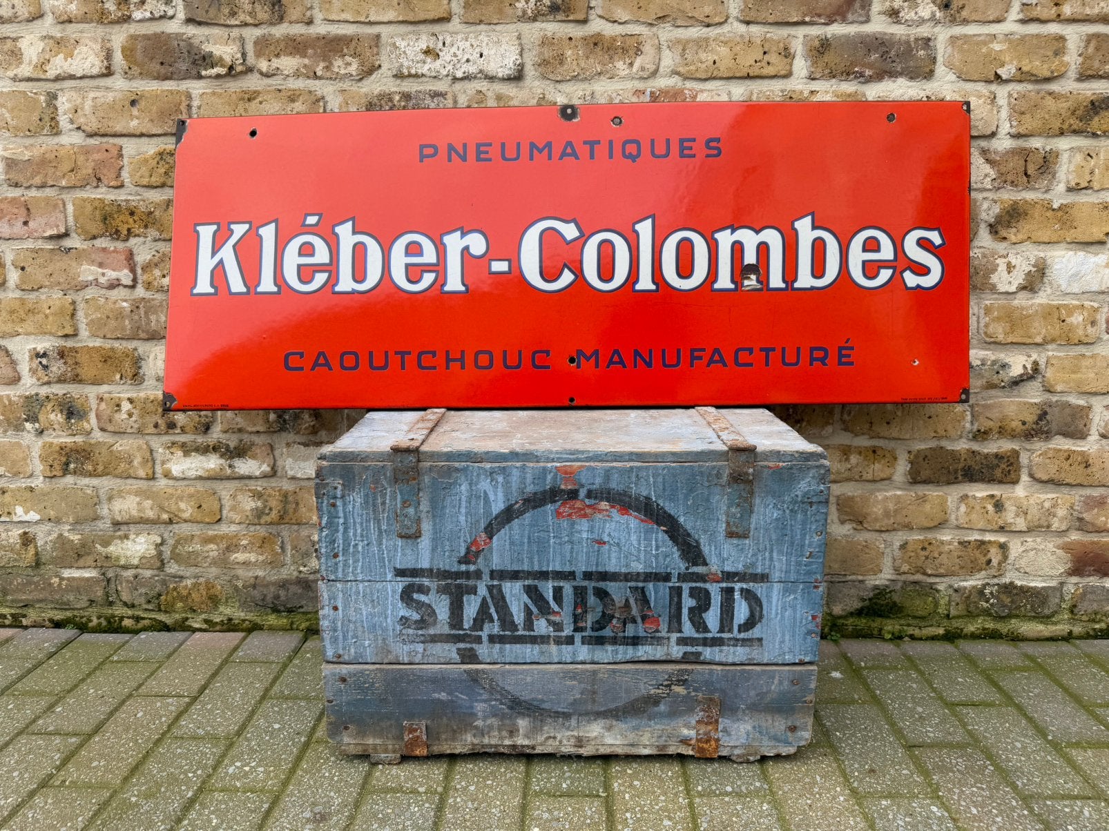 Ancien plaque émaillée Kléber-Colombes pneus, Enlèvement, Panneau publicitaire