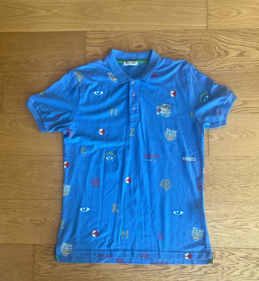 Polo Kenzo Paris Bleu Multi Icons Taille XL, Enlèvement ou Envoi, Comme neuf, Bleu