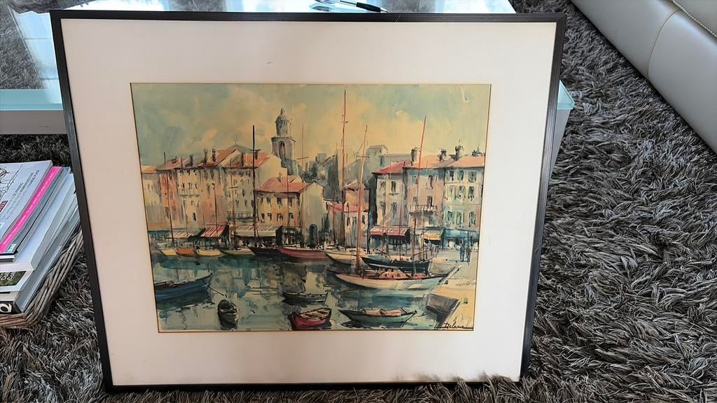 Schilderij vissershaven St Tropez, Ophalen of Verzenden