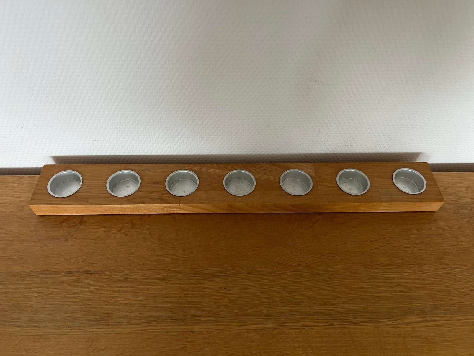 Houten waxinelichthouder theelichthouder Ikea 7 theelichtjes, Bruin, IKEA, Waxinelichthouder, Ophalen of Verzenden