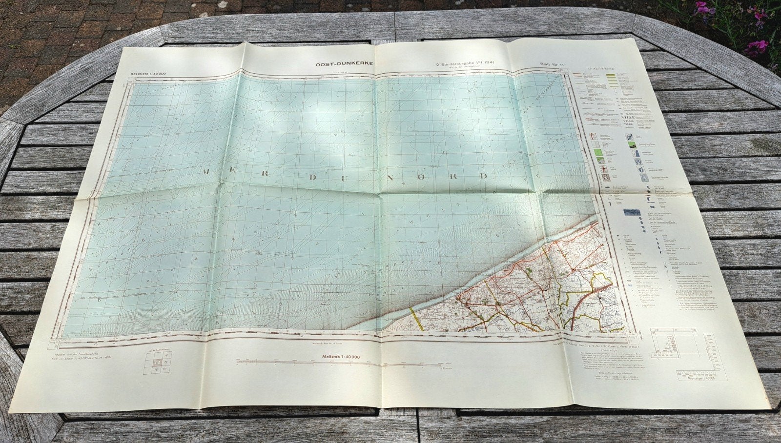 Carte Etat-Major allemande 1941 OOST-DUNKERKE LA PANNE