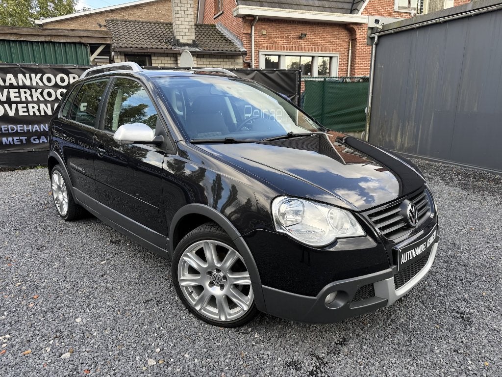 VW Cross Polo 1.2i, 2007, 69.000km, AC, Elektrisch Open Dak, Auto's, Stof, Zwart, 1198 cc, Zwart