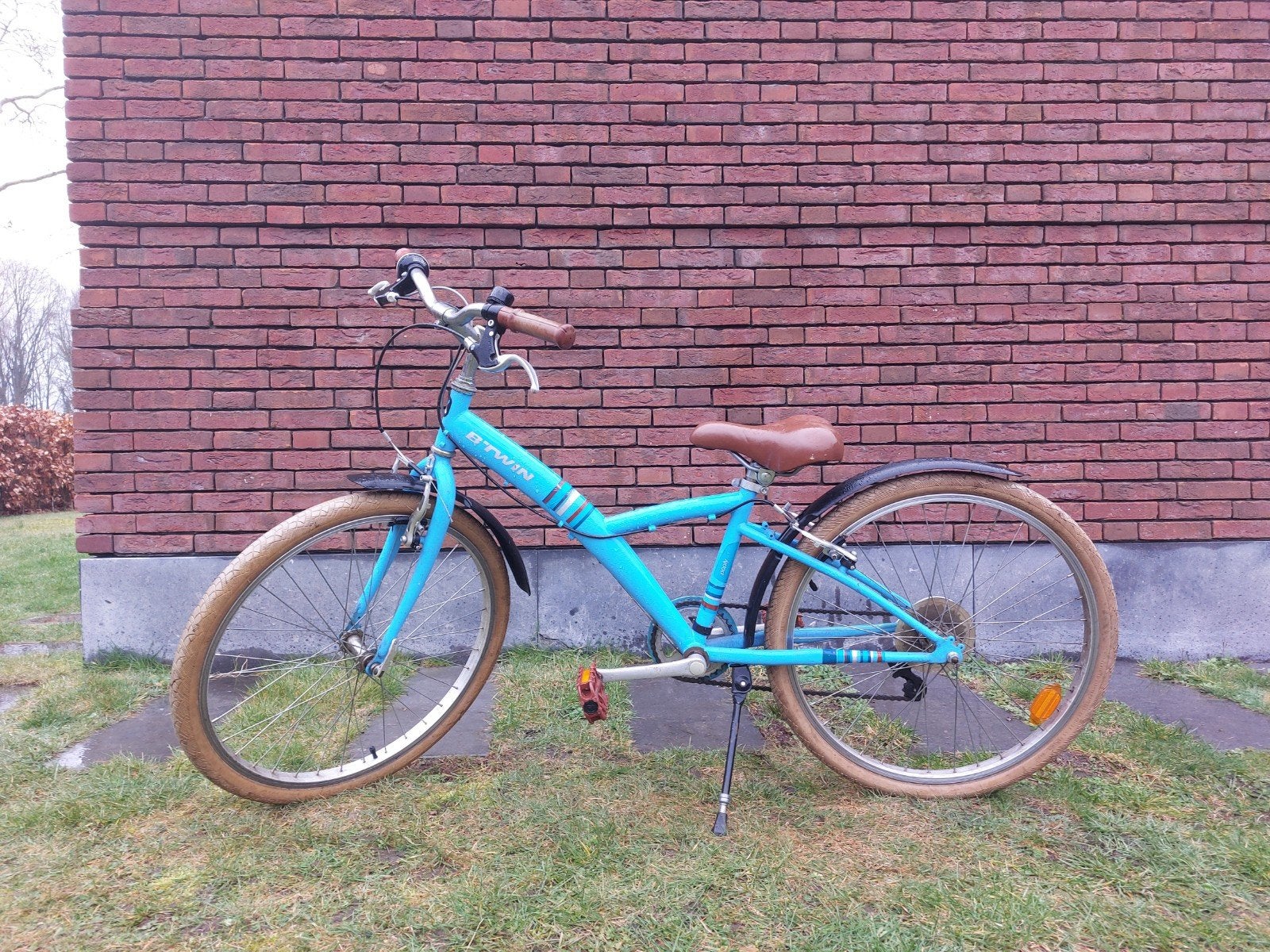 Meisjesfiets blauw, Fietsen en Brommers, Ophalen, Velgrem, Versnellingen, Btwin Decathlon
