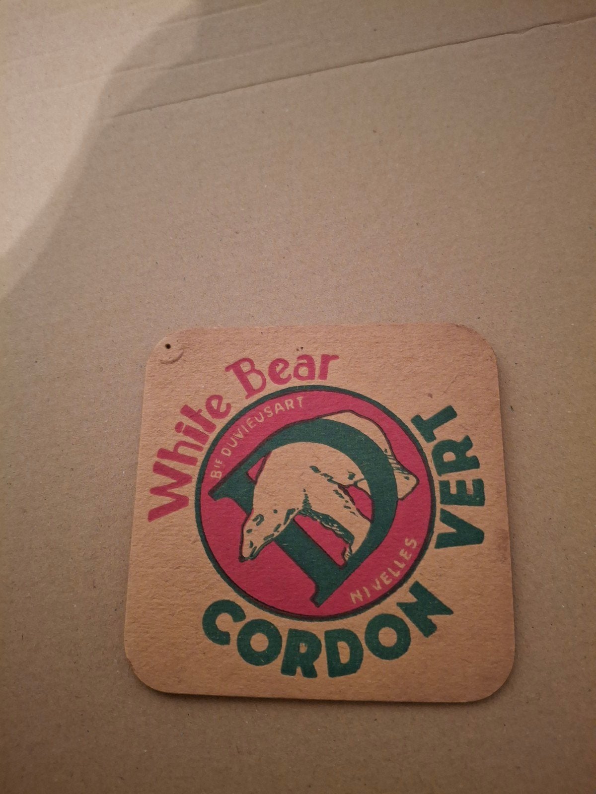 Oud bierviltje white bear duvieusart nivelles, Ophalen of Verzenden