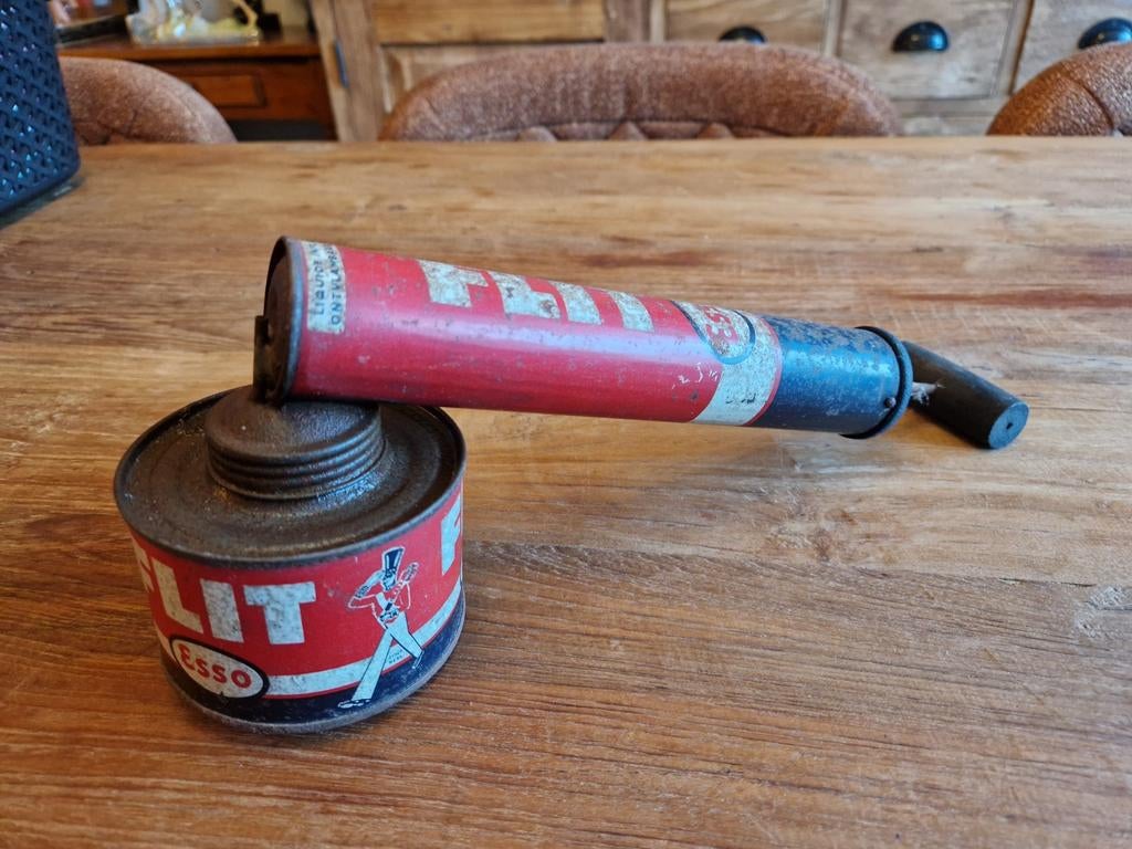Flit Esso gif spuit blik, Antiek en Kunst, Ophalen of Verzenden