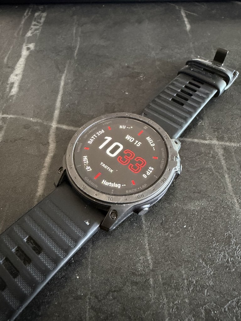 Garmin Tactix 7 Amoled Gps Watch, Handtassen en Accessoires, Sporthorloges, Ophalen, Gebruikt, Zwart, Waterdicht