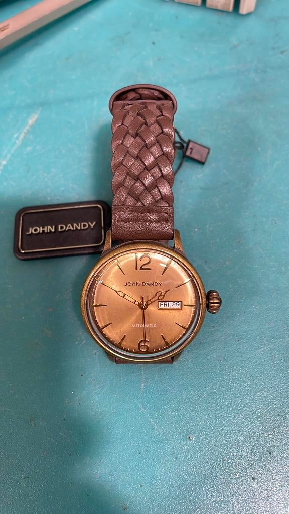Montre automatique John Dandy, Enlèvement ou Envoi, Cuir, Swatch, Acier