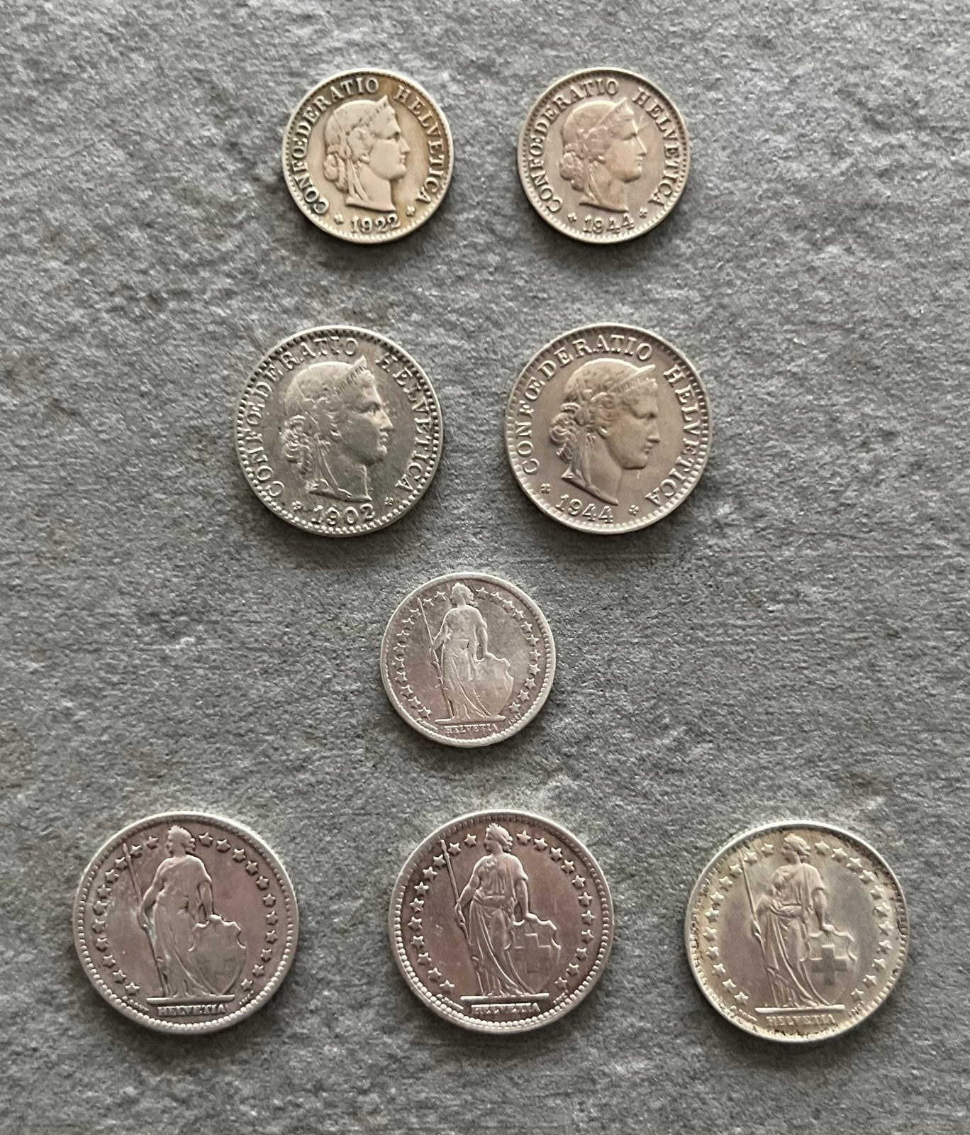 Lot 8 monnaies suisses anciennes 1902 à 1960, Enlèvement ou Envoi, Autres pays, Argent