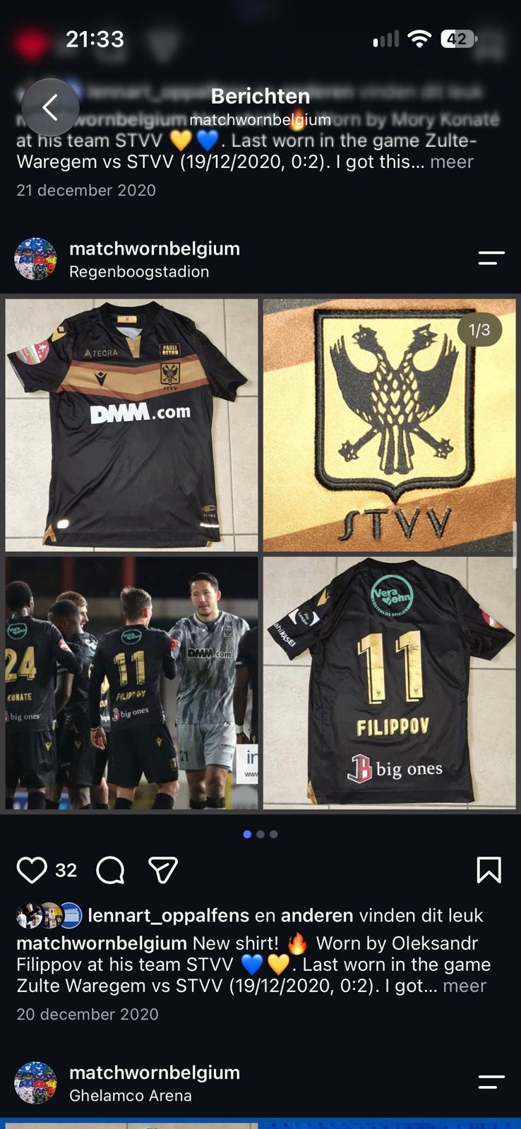 Matchworn Shirt Filippov STVV, Enlèvement ou Envoi, Maillot