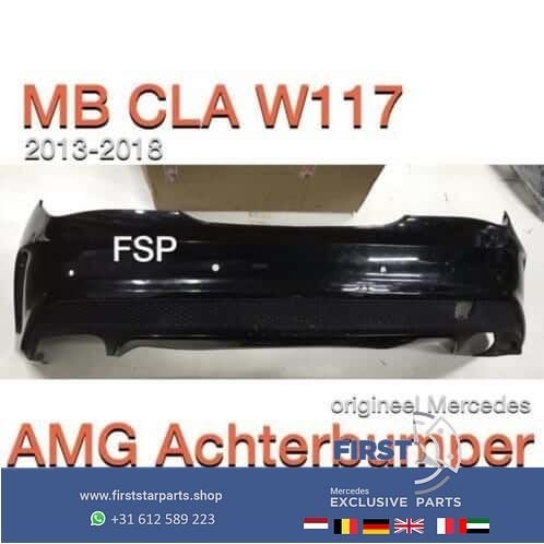 W117 AMG Achterbumper origineel Mercedes PDC zwart wit grijs, Gebruikt, -, Ophalen of Verzenden, Achter