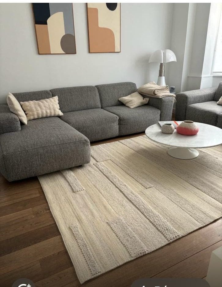 Tapis crème laine Ikea bronden, Ophalen, Wit, Gebruikt, 150 tot 200 cm