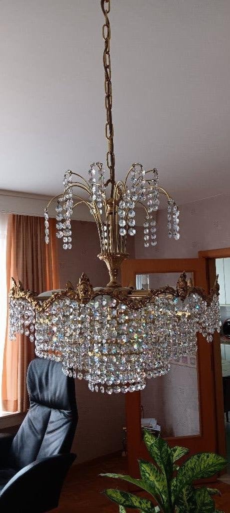 Kristallen luster, Ophalen, Zo goed als nieuw, Glas, E14 (klein)