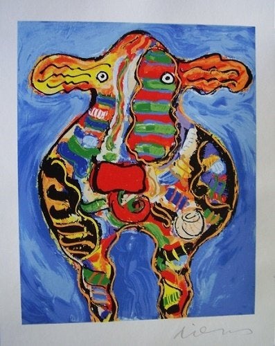 Peter Diem - "Colour Full Cow", Antiek en Kunst, Kunst | Litho's en Zeefdrukken, Gesigneerd, Ophalen of Verzenden, Zeefdruk