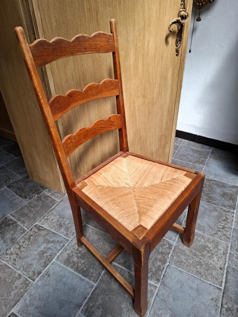 Set van 6 antieke eikenhouten stoelen, Ophalen
