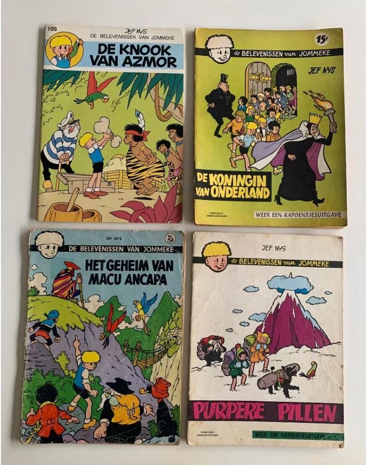 4 oude albums uit De belevenissen van Jommeke van Jef Nys, Meerdere stripboeken, Ophalen of Verzenden, Gelezen