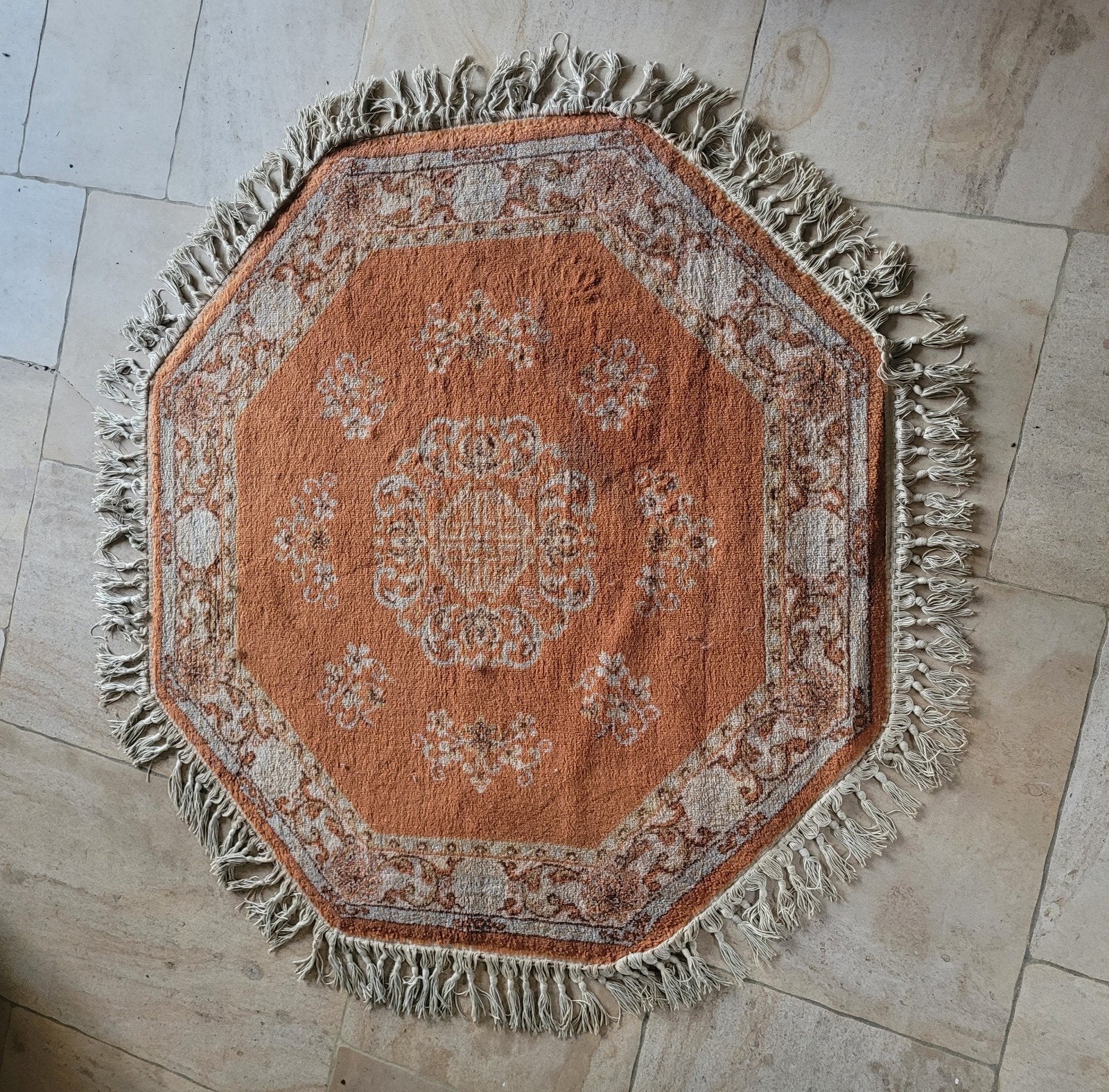 Tapis vintage en laine Euralux « Hera » octogonal 140x140, Enlèvement ou Envoi