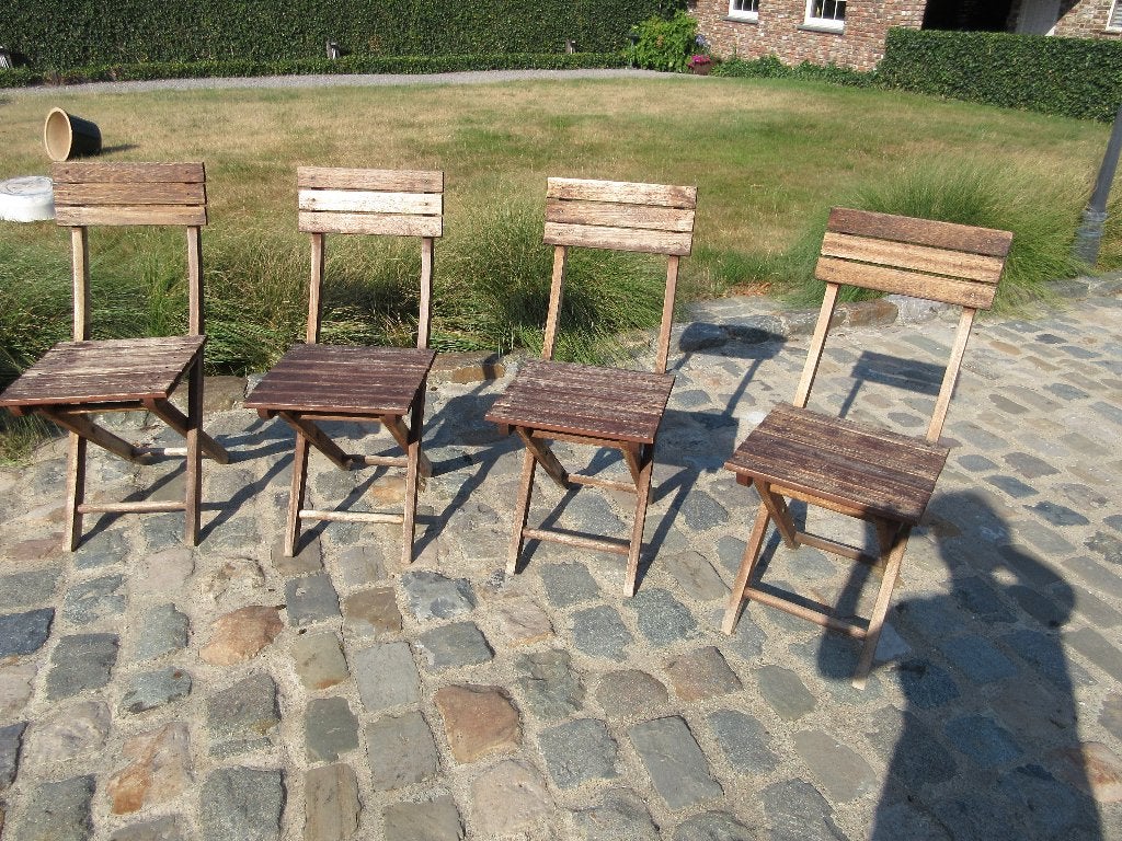 4 tuinstoelen in teak inklapbare stoelen voor de tuin, Tuin en Terras, Tuinstoelen, Ophalen, Inklapbaar