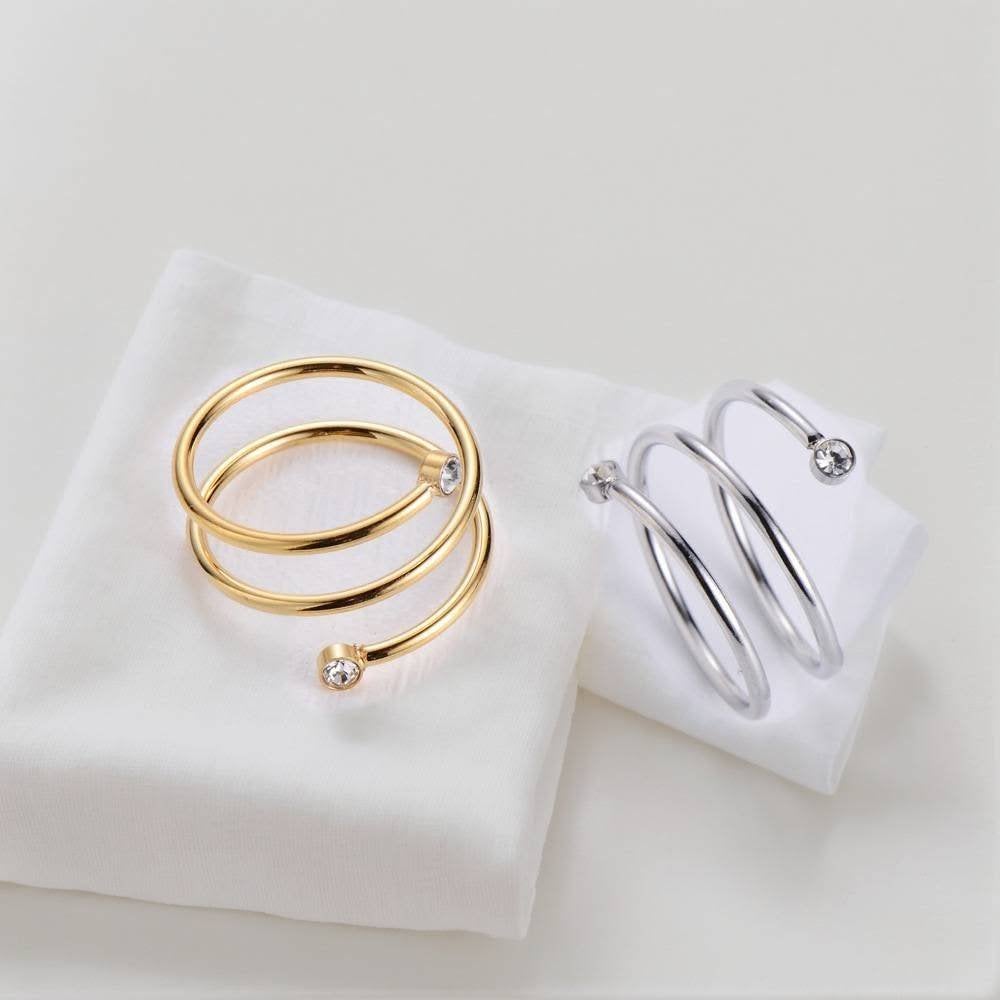 2 nieuwe ringen RVS met zirconium, Bijoux, Sacs & Beauté, Bagues, Neuf, 18 à 19, Envoi, Autres matériaux