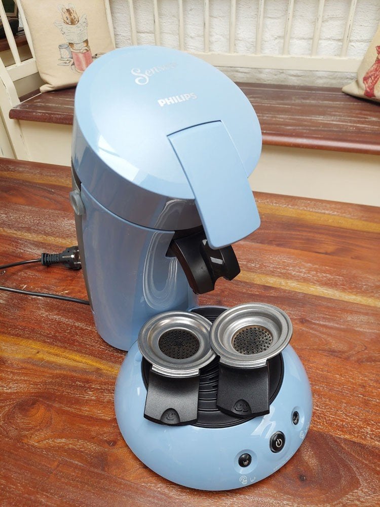 Machine à café Philips Senseo en vieux bleu, 1 tasse, Enlèvement ou Envoi, Utilisé, Cafetière