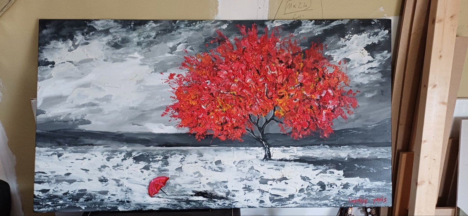 Schilderij - Boom in storm, Enlèvement