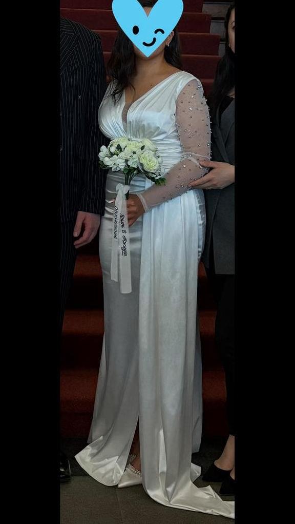 Robe blanche, Ophalen of Verzenden, Zo goed als nieuw, Wit, Trouwpak
