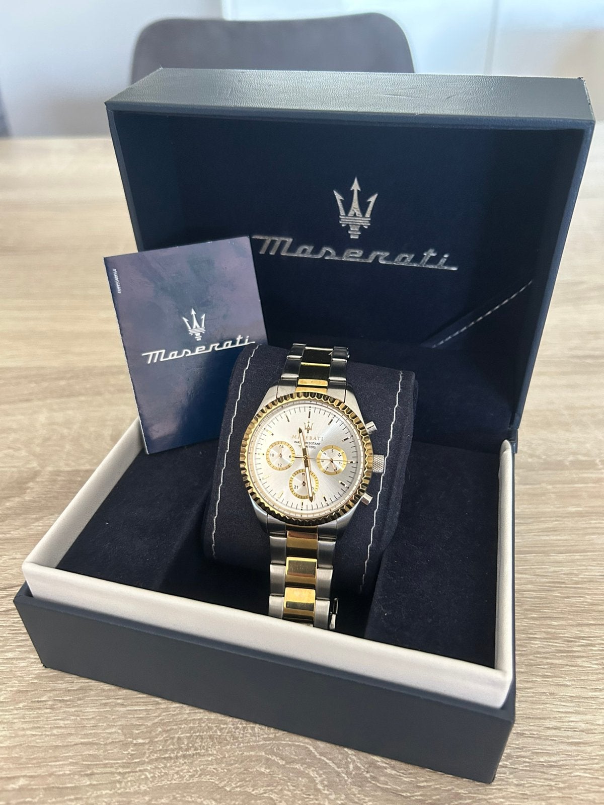 Maserati cronograph horloge, Handtassen en Accessoires, Staal, Staal, Polshorloge, Nieuw