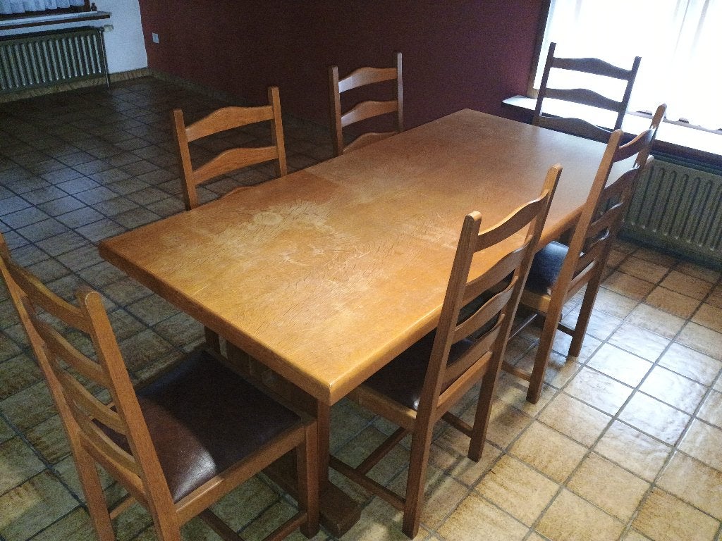 Eettafel + 6 stoelen, Ophalen, Gebruikt, 50 tot 100 cm, Landelijk