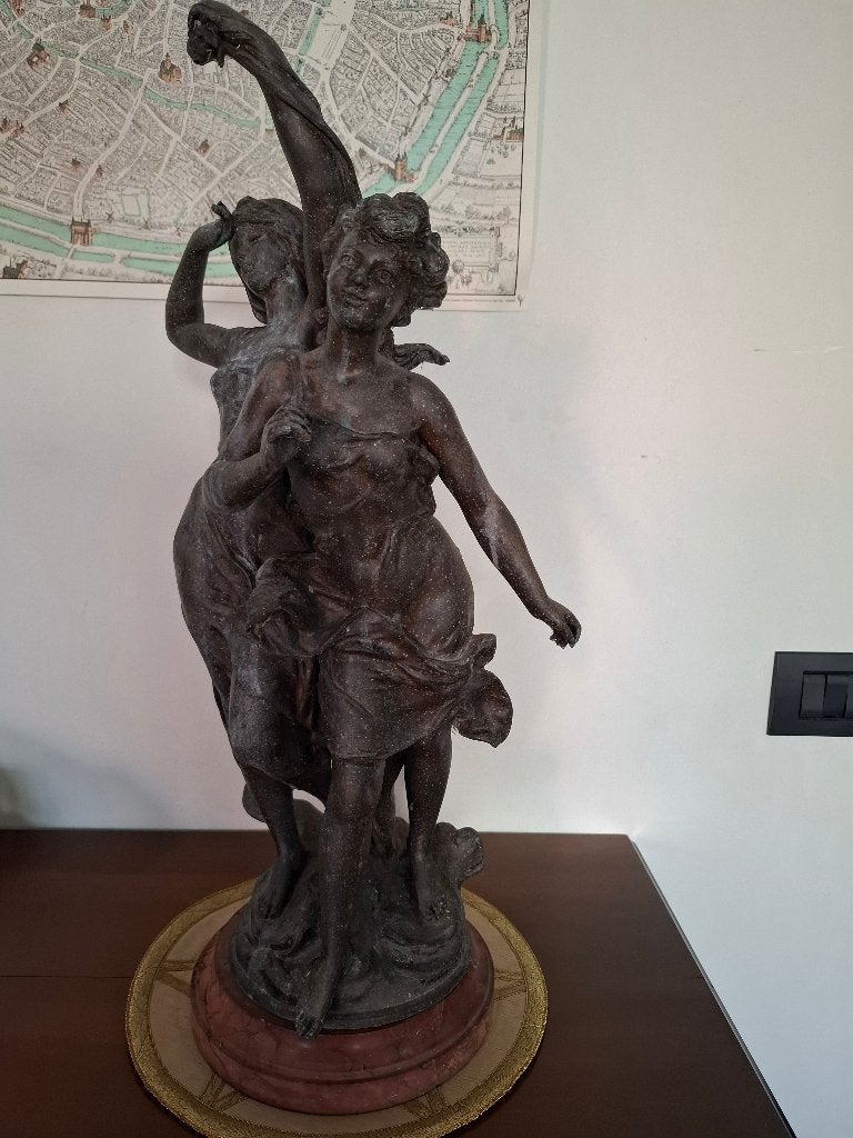 Bronzen sculptuur "Dansende meisjes" - Hyppolyte Moreau, Ophalen, Brons