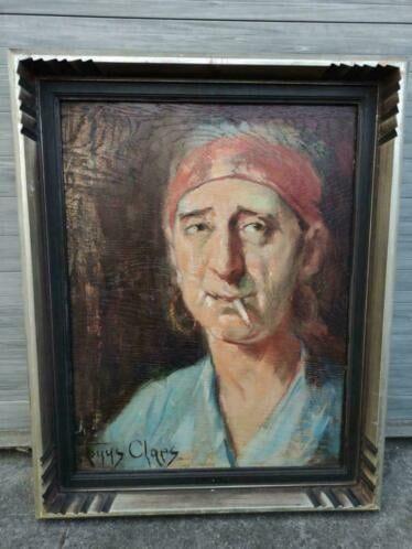 huile sur panneau gitan a la cigarette signe truus claes, Ophalen of Verzenden