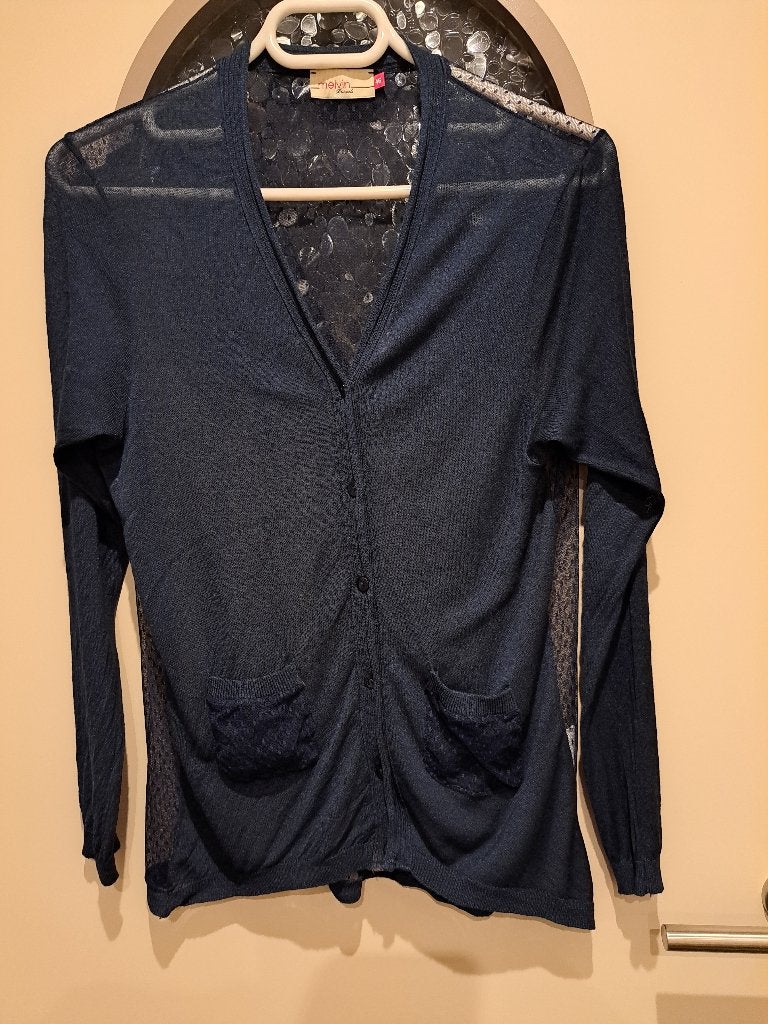 Melvin, dunne cardigan met rug in kant, 44/46, Kleding | Dames, Truien en Vesten, Blauw, Melvin, Maat 42/44 (L), Ophalen of Verzenden