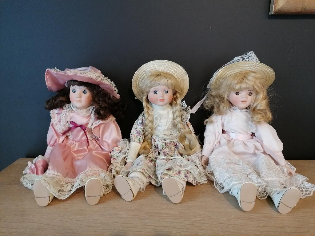 3 porseleinen poppen, Verzamelen, Ophalen, Gebruikt, Pop