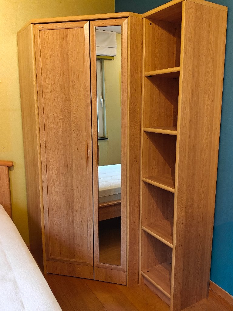 Tienerkamer Gautier 7-delig warm hout-decor, Huis en Inrichting, Ophalen, Zo goed als nieuw, Eenpersoons, Moderne eigentijdse stijl