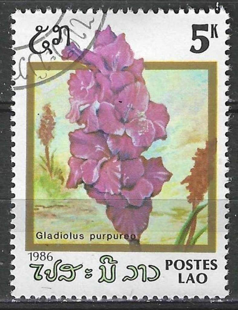 Laos 1986 - Yvert 698F - Tuinbloemen - Gladiolen (ST), Verzenden, Gestempeld