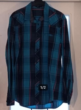 Chemise bleu/rose/gris à carreaux ' Coolcat ' XL, Vêtements | Hommes, Enlèvement ou Envoi, Neuf, Bleu, Tour de cou 43/44 (XL)