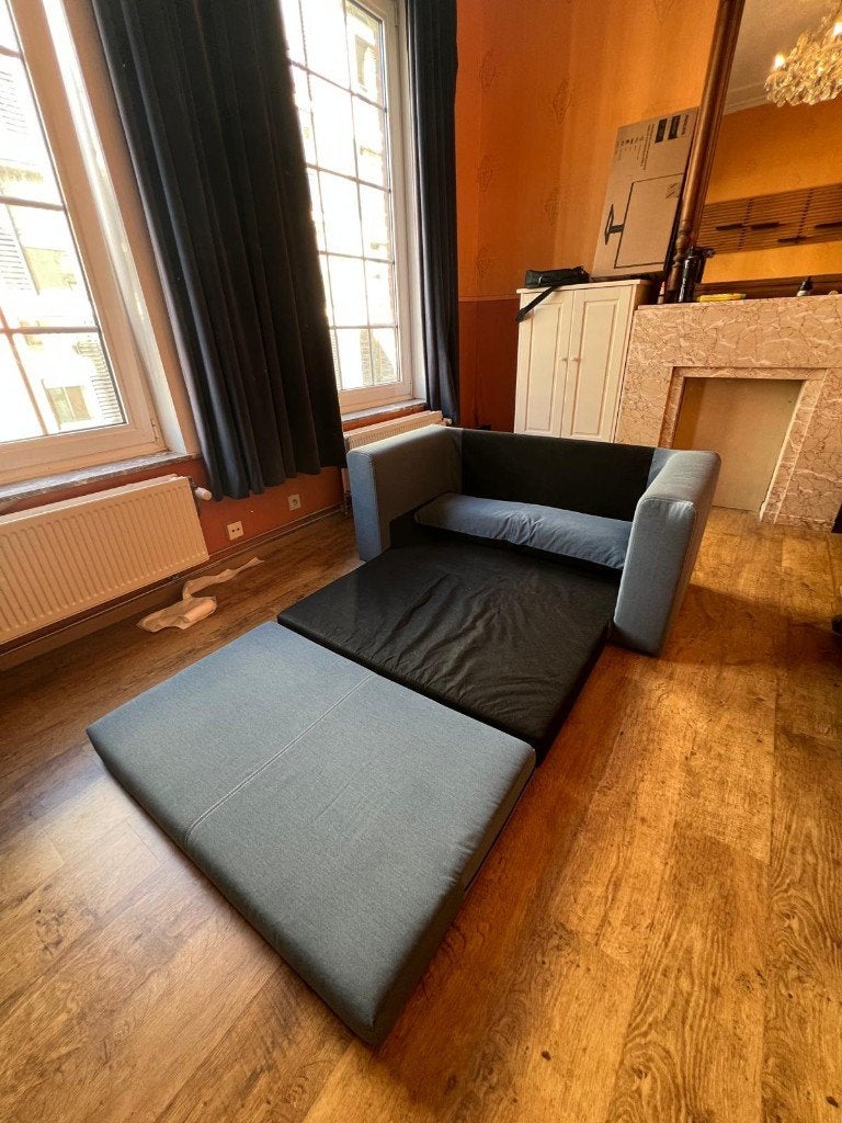 Blauwe Zetelbed, Ophalen, Hout, Minder dan 75 cm, Tweepersoons