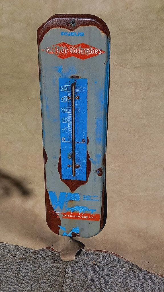 Thermomètre des années 1960 Pneus Kleber Colombes, Enlèvement ou Envoi, Utilisé, Panneau publicitaire