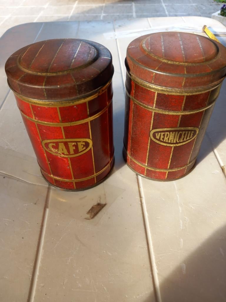 Lot de 2 boîtes métalliques Vintage, Collections, Enlèvement ou Envoi, Café