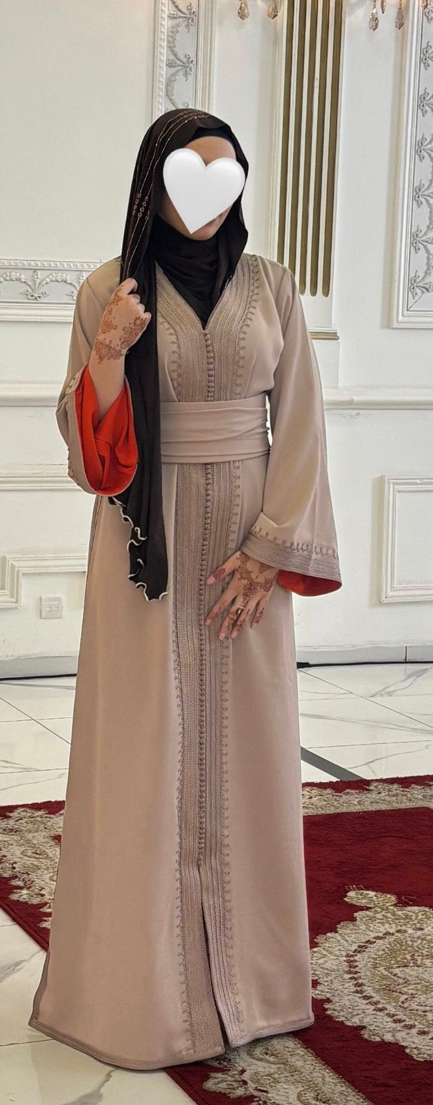 Kaftan Marocain beige (fait a la main), Enlèvement ou Envoi, Comme neuf, Beige