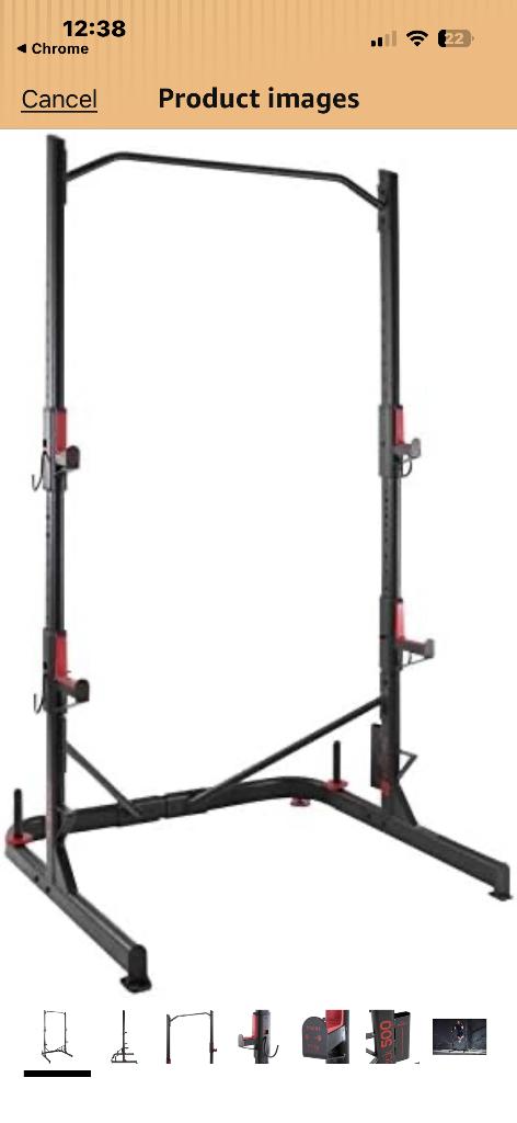 Domyos squat rack met optrekstang, prijsverlaging, Sport en Fitness, Ophalen, Benen, Krachtstation, Zo goed als nieuw