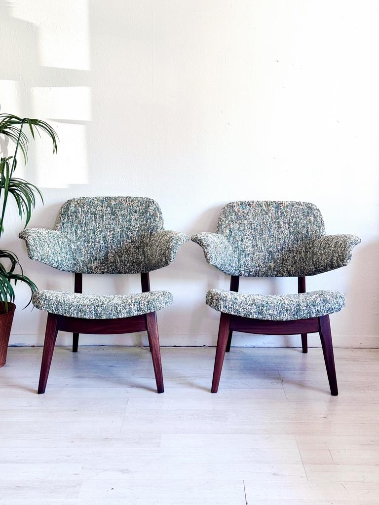 Set van twee vintage fauteuils Louis van Teeffelen 1960, Ophalen, Twee, Wit, Vintage midcentury