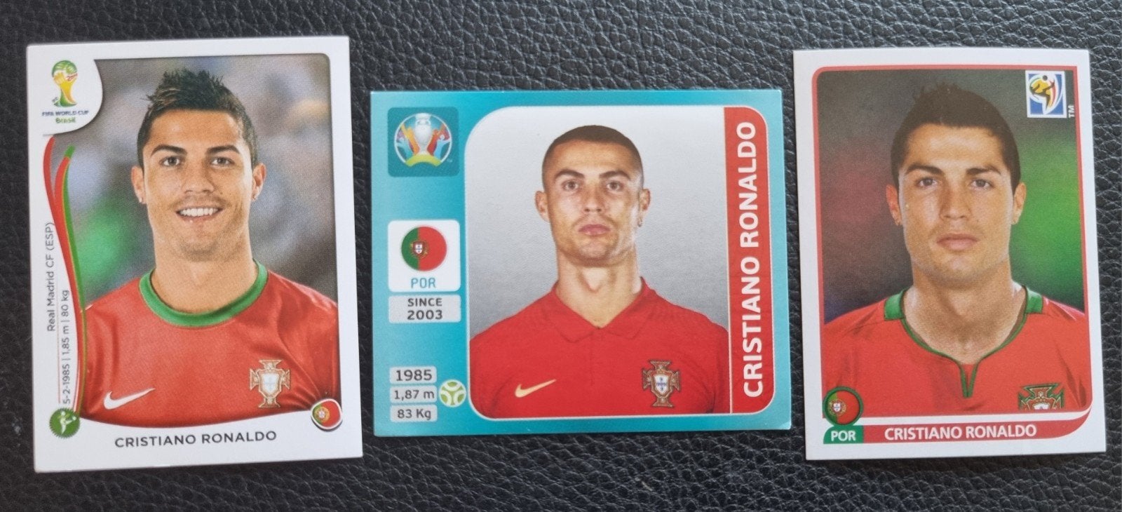 Set van 3 Panini Cristiano Ronaldo-stickers (2010, 2014, 202, Ophalen of Verzenden