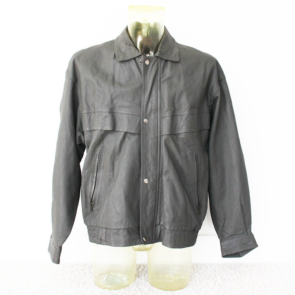 Très belle veste vintage en cuir pour homme (L) €45, -, Gris, Vintage, Taille 52/54 (L), Porté