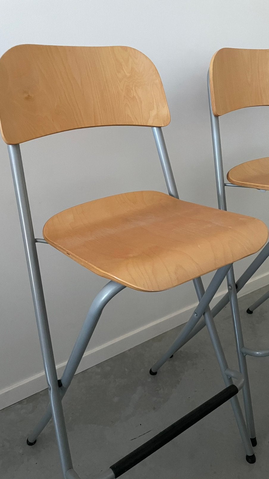 Barkruk, opklapbaar, berkenfineer/zilverkleur, 74cm, Maison & Meubles, Tabourets de bar, Avec repose-pieds, 2 tabourets, Enlèvement