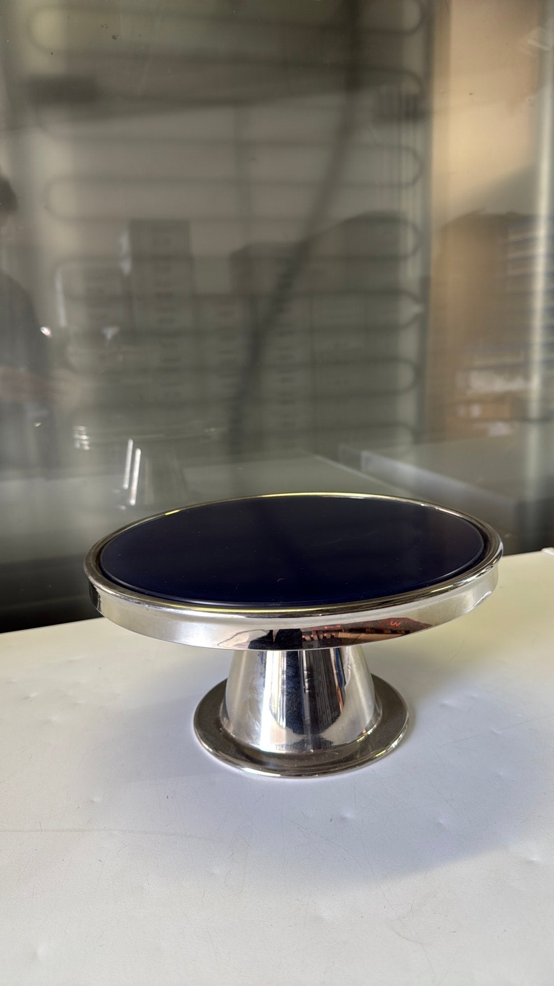 Plateau Touareg en metal & verre bleu Ettore Sottsass, Enlèvement, Comme neuf, Verre