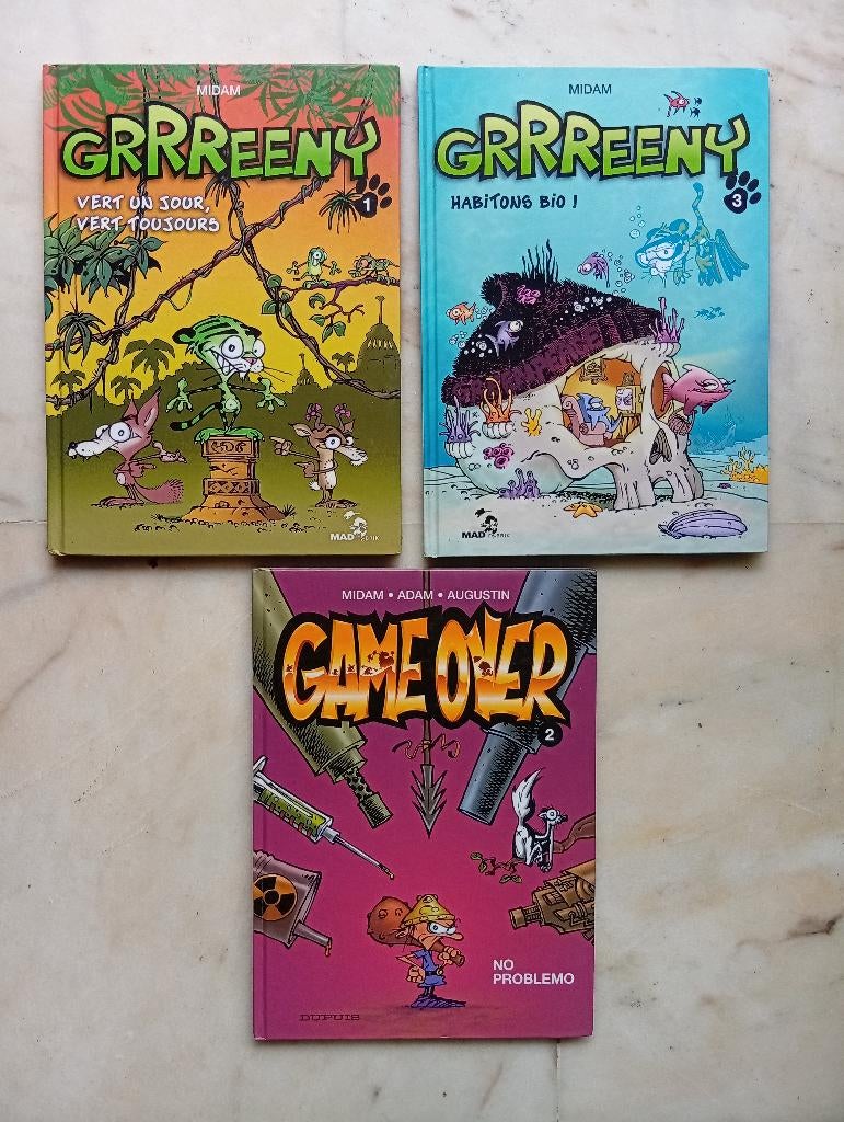 Grrreeny 1 et 3 + Game Over 2, Boeken, Meerdere stripboeken, Ophalen of Verzenden, Zo goed als nieuw, Midam
