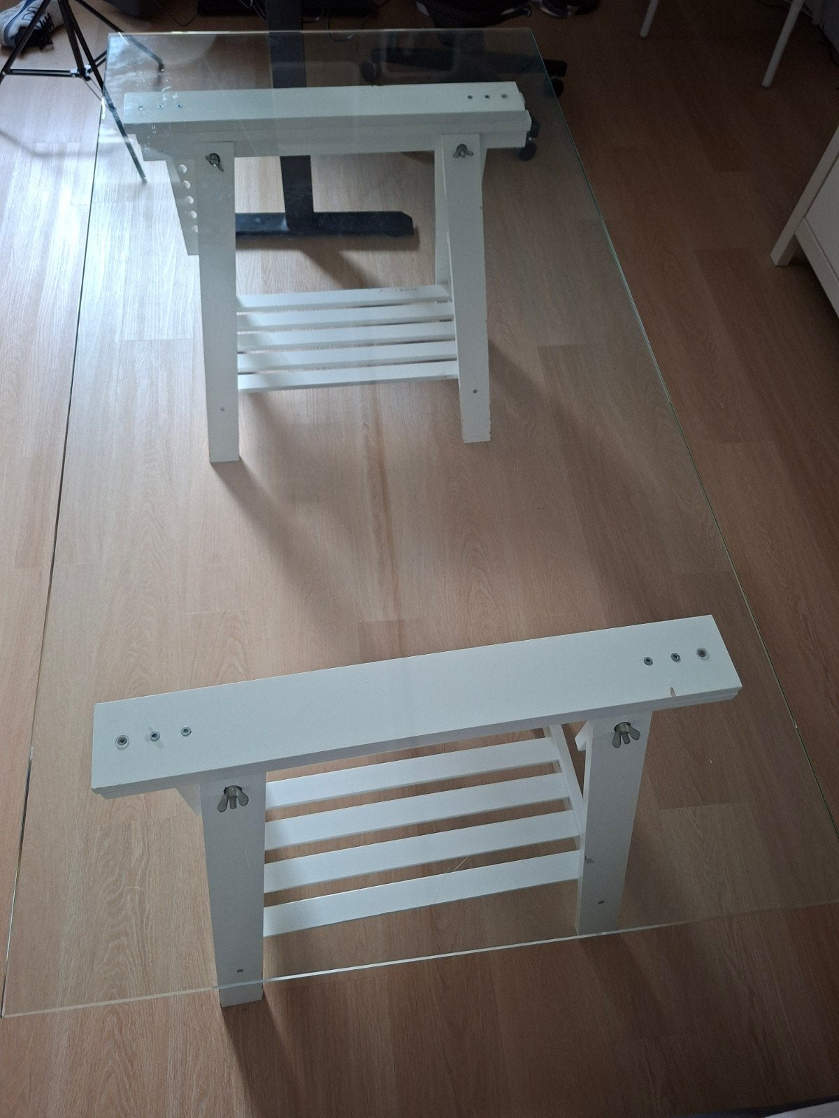 glazen bureau met poten, 100 cm, Enlèvement, Utilisé, IKEA