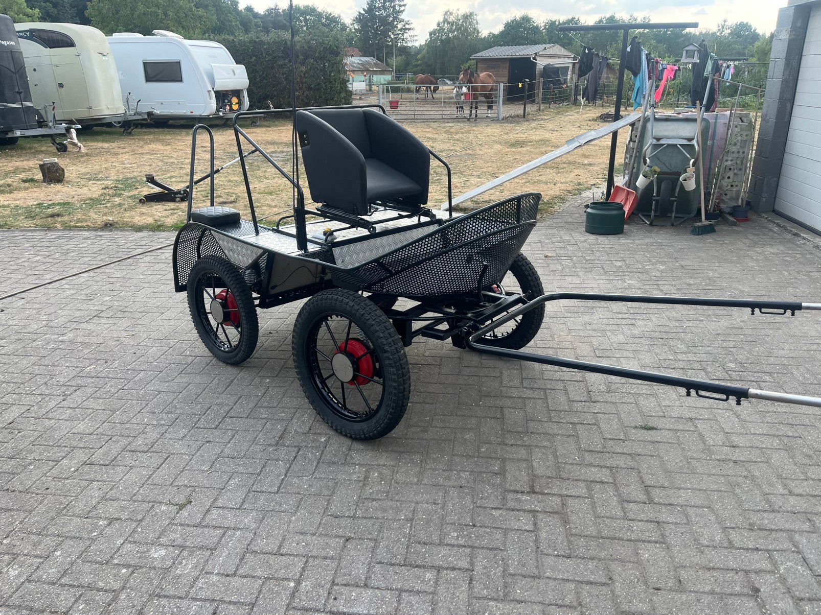 Men wagen voledig gepoedercout, Dieren en Toebehoren, Zo goed als nieuw, Marathonwagen, Pony