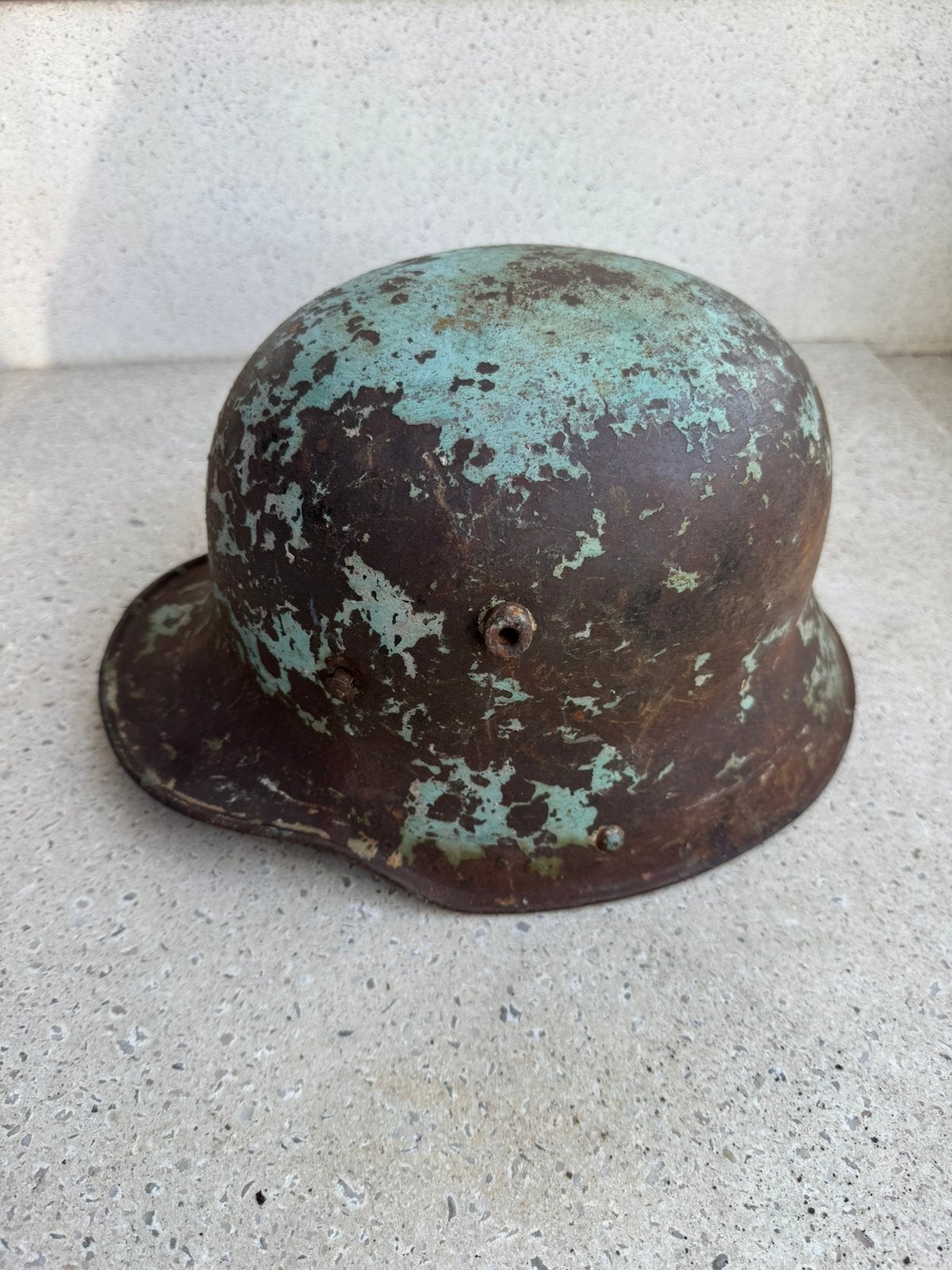 Wo1 Duitse helm met 2 rivetten, Verzamelen, Ophalen of Verzenden